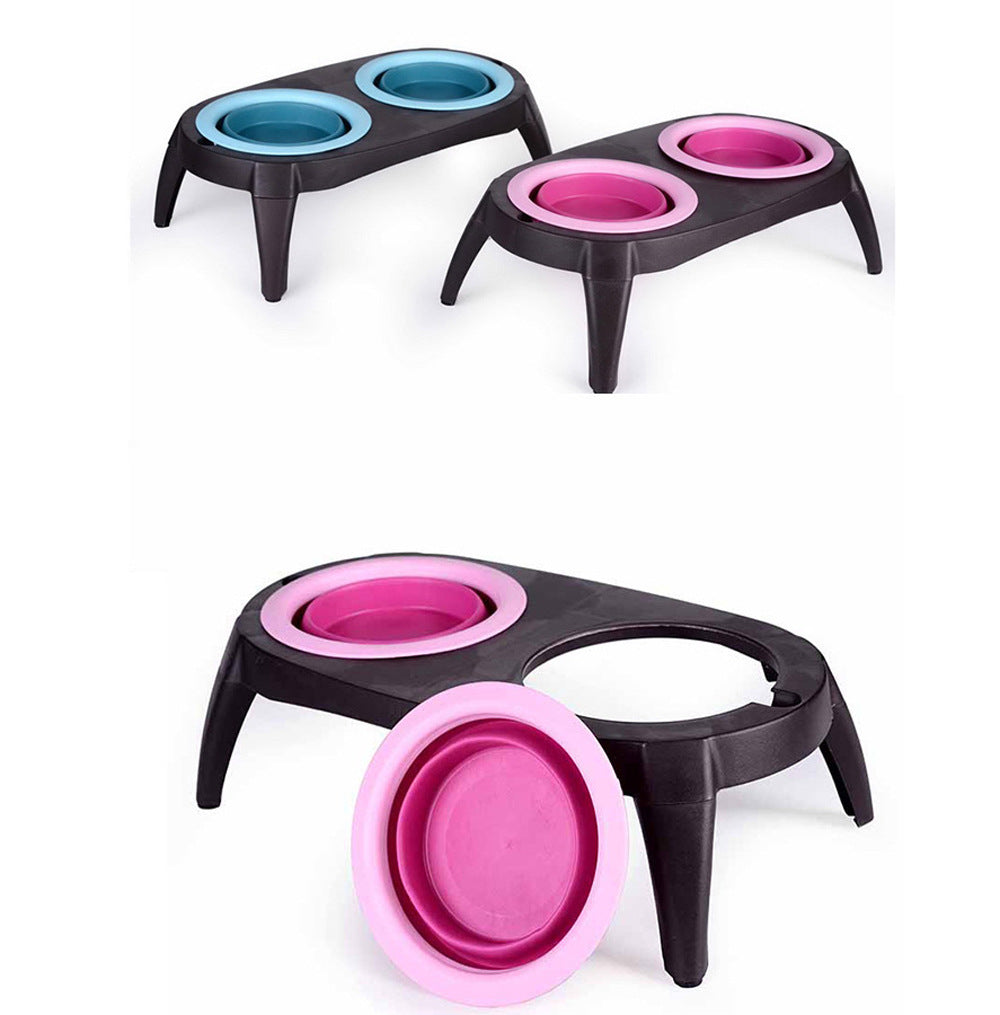 Comedero Doble Plegable de Silicona para Mascotas – Portátil para Viajes