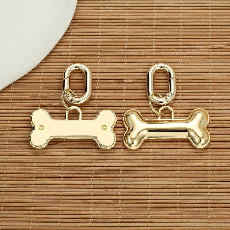 Placa de Identificación para Perros – Antipérdida, Hueso Dorado
