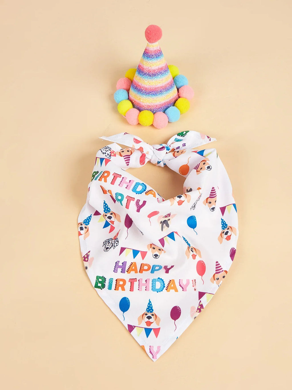 Decoración de Cumpleaños para Perros – Gorro, Bandana y Banderines