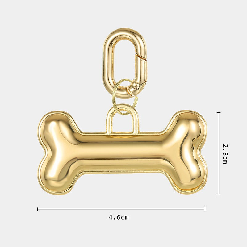 Placa de Identificación para Perros – Antipérdida, Hueso Dorado