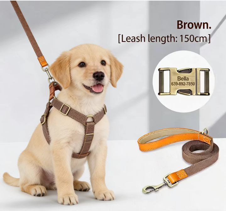 Arnés Pectoral Personalizado con Nombre para Perros – Antipérdida