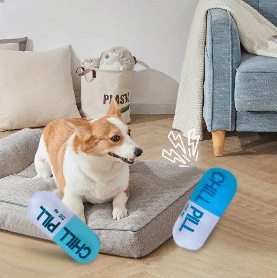 Juguete de Peluche Cápsula con Sonido para Perros y Gatos – Almohada Interactiva