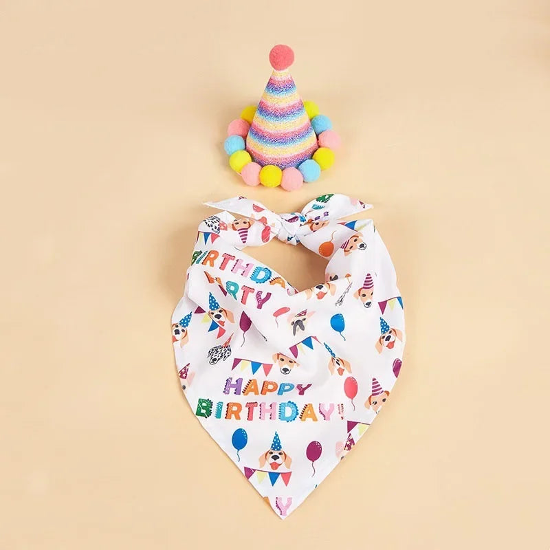 Decoración de Cumpleaños para Perros – Gorro, Bandana y Banderines