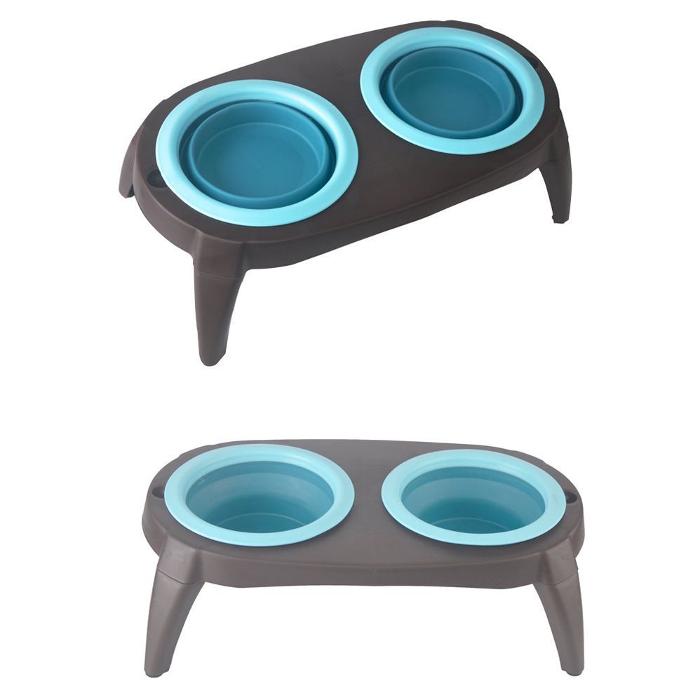 Comedero Doble Plegable de Silicona para Mascotas – Portátil para Viajes
