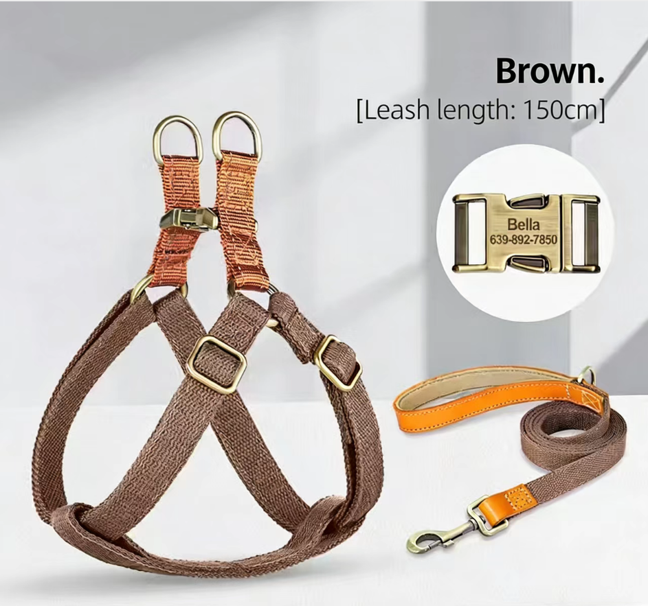 Arnés Pectoral Personalizado con Nombre para Perros – Antipérdida